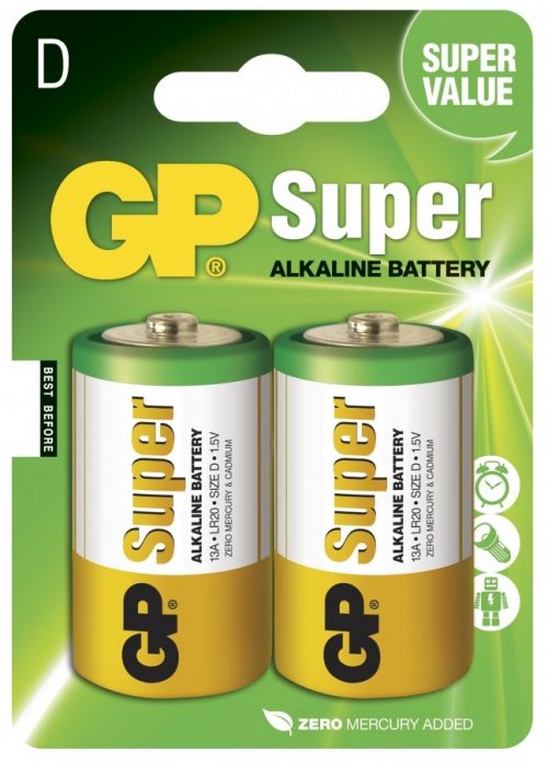 Батарейка GP SUPER ALKALINE 1.5V 13A-U2 лужна LR20